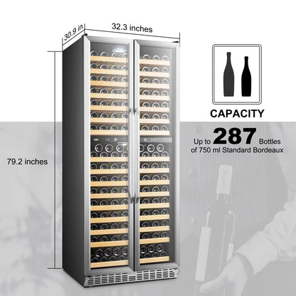 Lanbo 32 Inch 287 Bottle Dual Zone Compressor Freestanding Wine Refrigerator - LW328DD