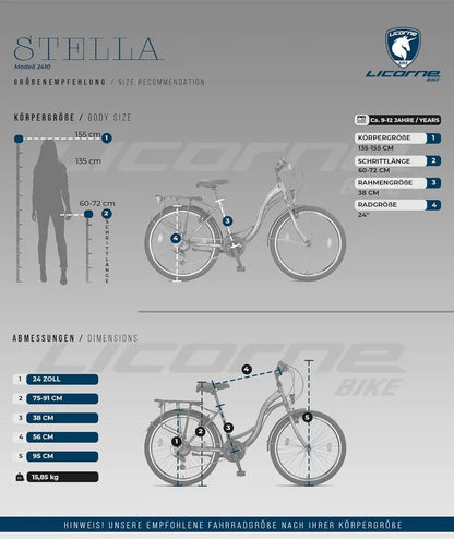 Licorne Urban City Bike, Aluminum Frame, 24.0 Inches/26.0 Inches/28.0 Inches - Stella Premium