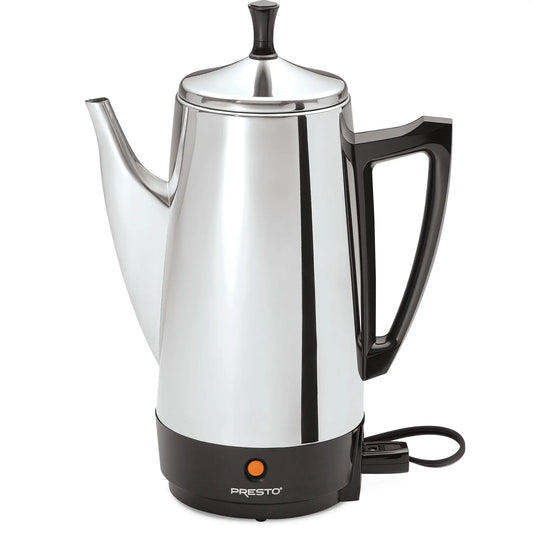 Presto Stainless Steel Percolator Coffee Maker, 12 Cup, Silver