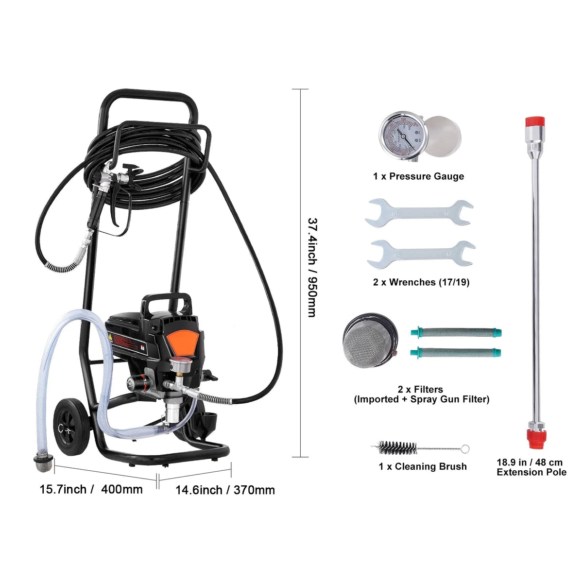 KFFKFF Stand Airless Paint Sprayer 950W 3000PSI With Cart - RP8628 plus