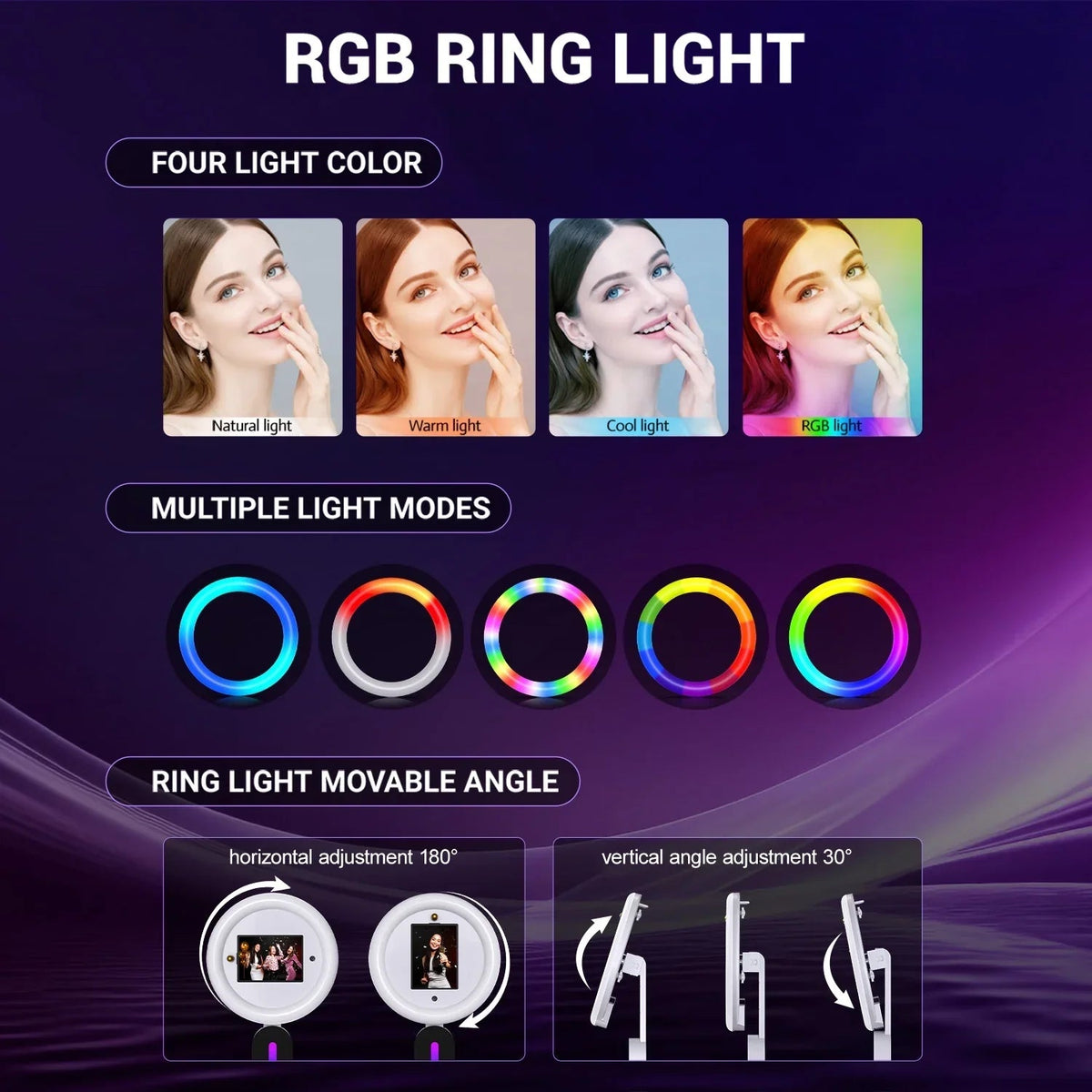 Portable iPad Photo Booth Stand With Ring Light and Remote App Control